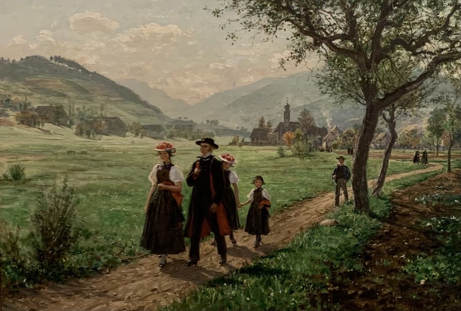 Historische Darstellung des Gutachtals mit bewaldeten Hängen und ländlicher Landschaft
