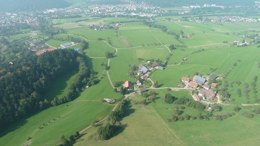 Landscape near Waldkirch in the Elztal, photographed during a paraglider flight from Kandel