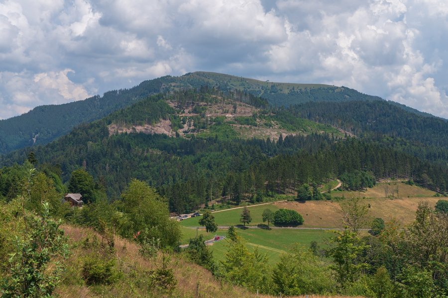 Blick aus Hinterheubronn im Kleinen Wiesental auf den Belchen