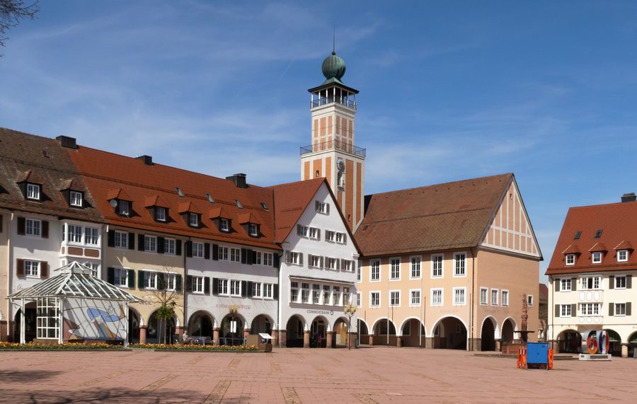 Freudenstadt market square with town hall and historic buildings