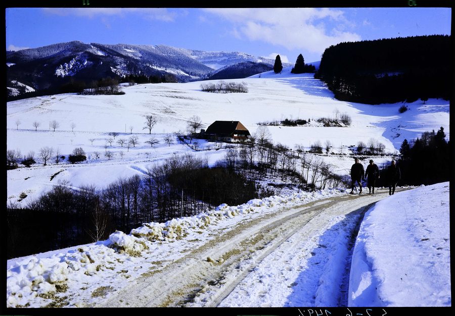 Hof bei Horben im Winter mit Blick zum Schauinsland