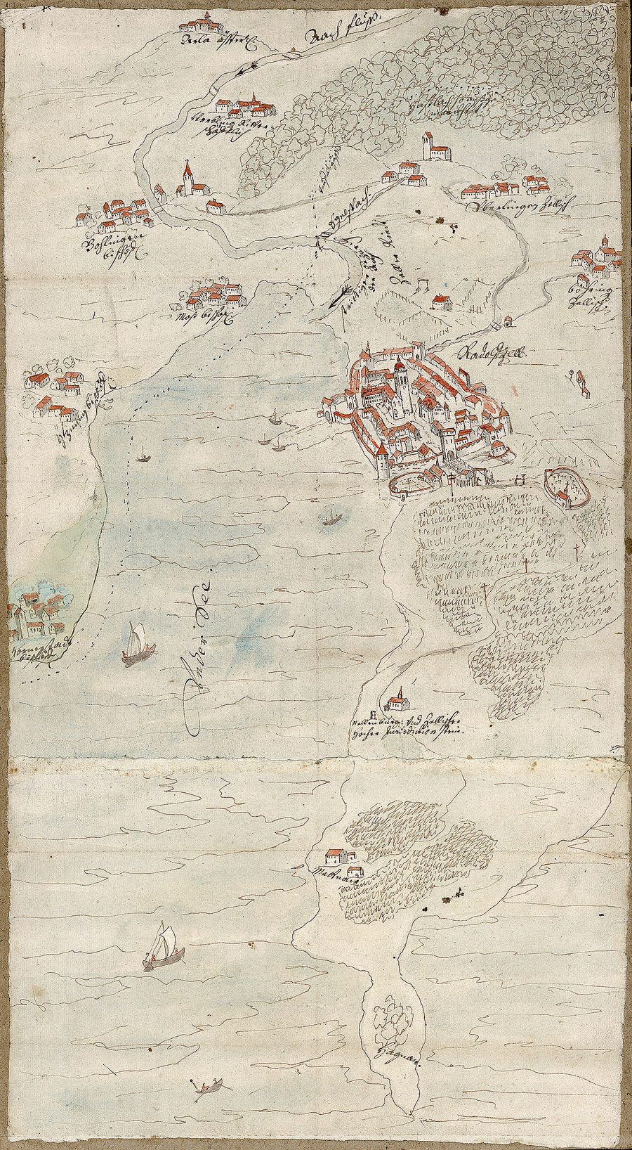 Historische Ansicht aus dem Raum Iznang am westlichen Untersee