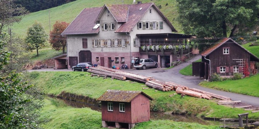 Ländliche Landschaft bei der Glasmühle im Teinachtal in Neuweiler