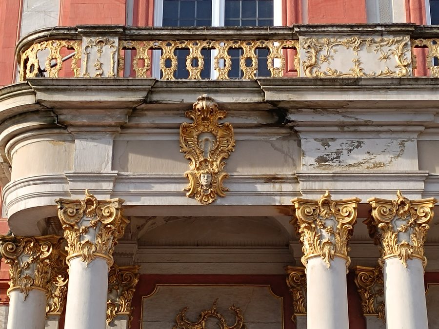 Exterior view of Bruchsal Palace, a Baroque palace complex in Bruchsal, Germany