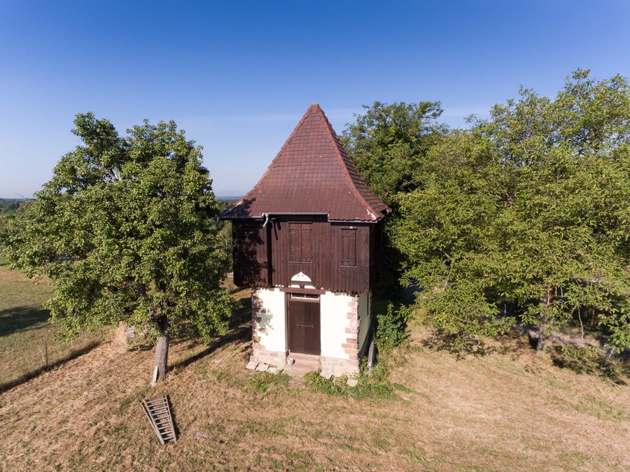 Luftaufnahme des Herdertürmles auf dem Lehener Bergle in Lehen, Freiburg im Breisgau